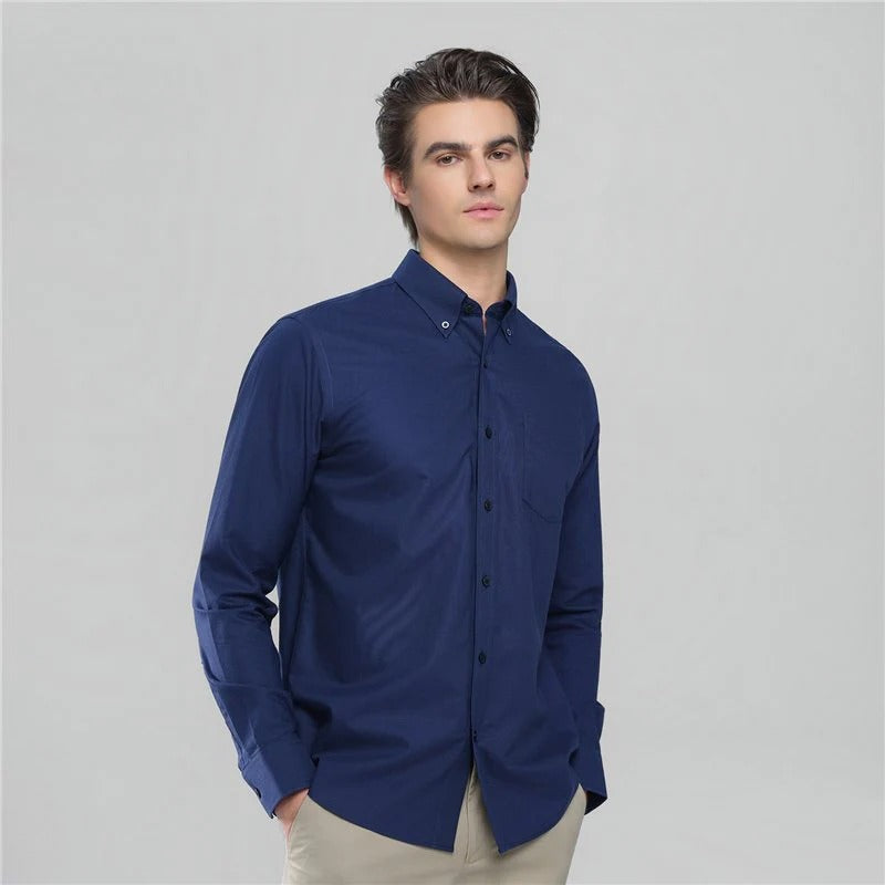 Men's Cotton Long-Sleeve Wrinkle-Free Shirt (Premium)