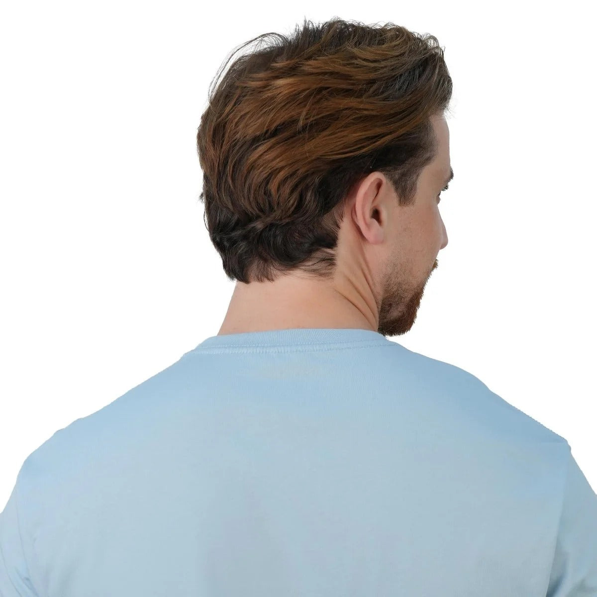 تيشيرت قطني مطبوع بأكمام قصيرة ورقبة دائرية وياقة دائرية