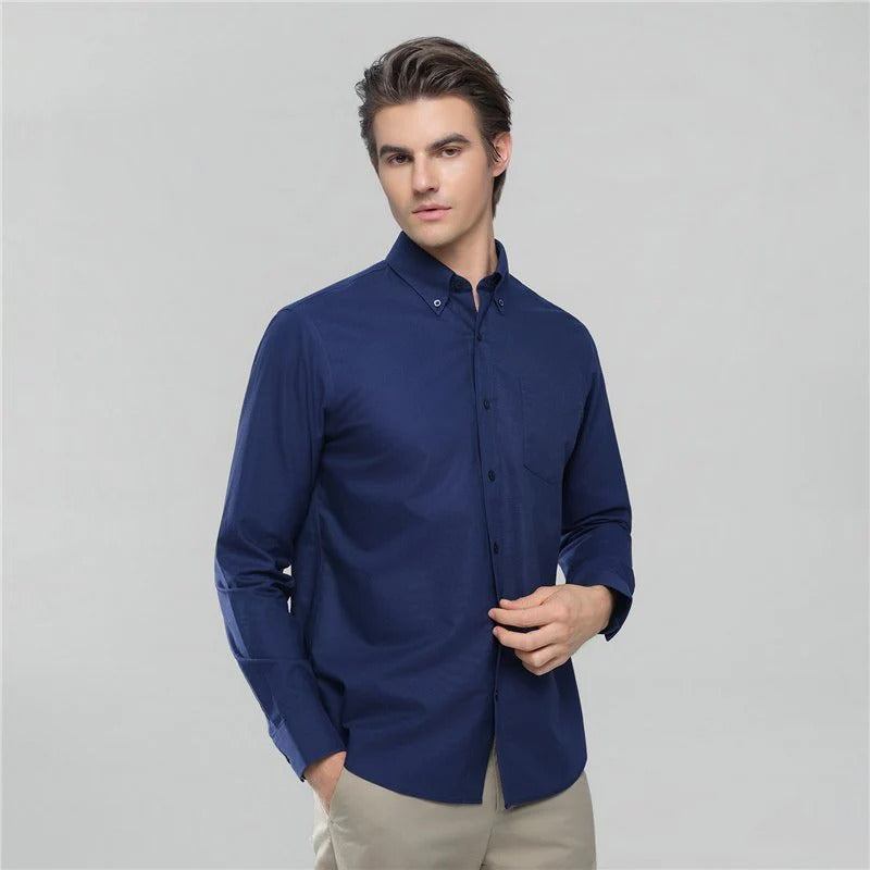 Men's Cotton Long-Sleeve Wrinkle-Free Shirt (Premium)