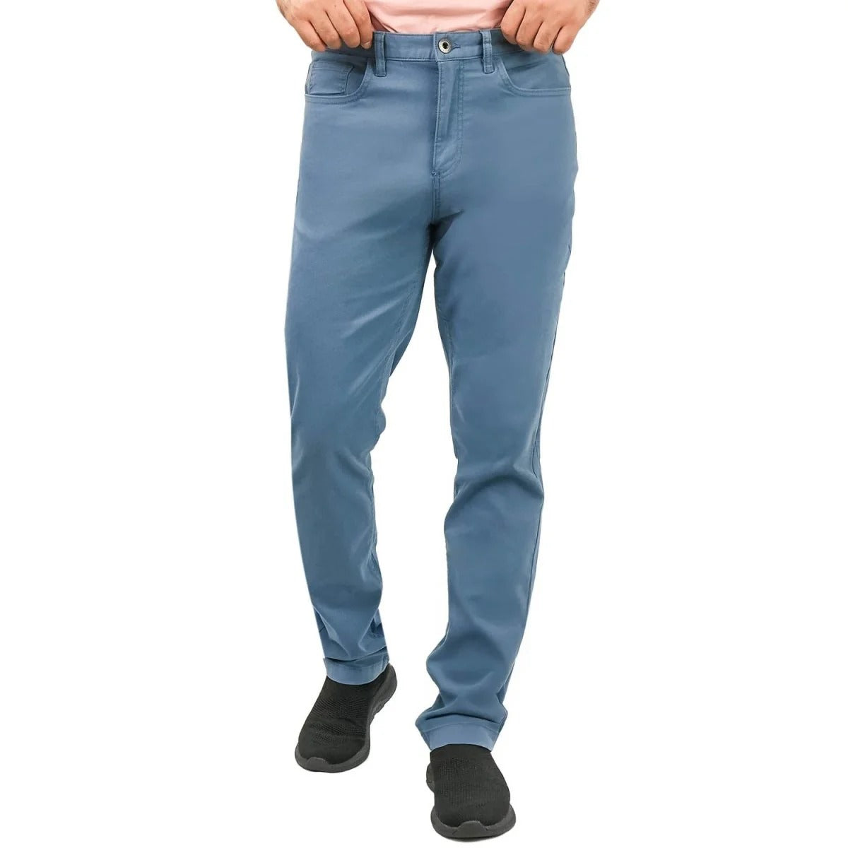 بنطال كاكي قطني/سباندكس بخصر عادي وقصة ضيقة (حزام خصر مطاطي 180)