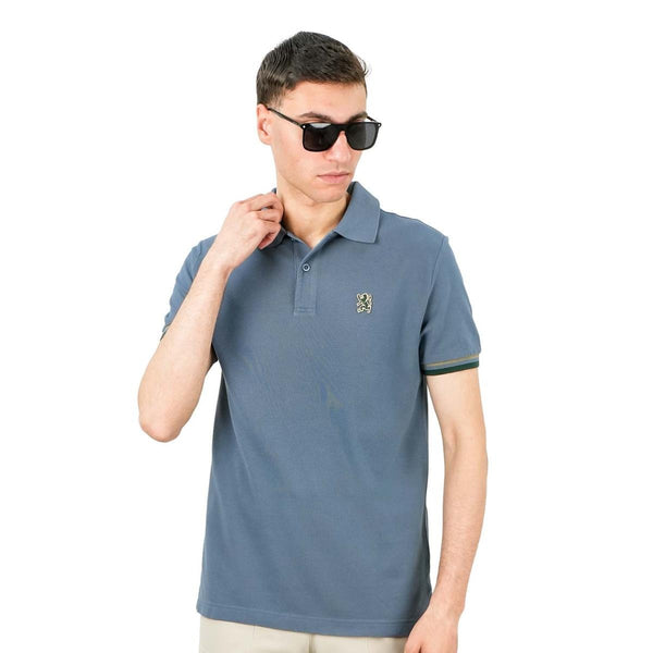 Cotton Pique Flat Knitted Collar Short Sleeve Slim Embroidery Solid Polo