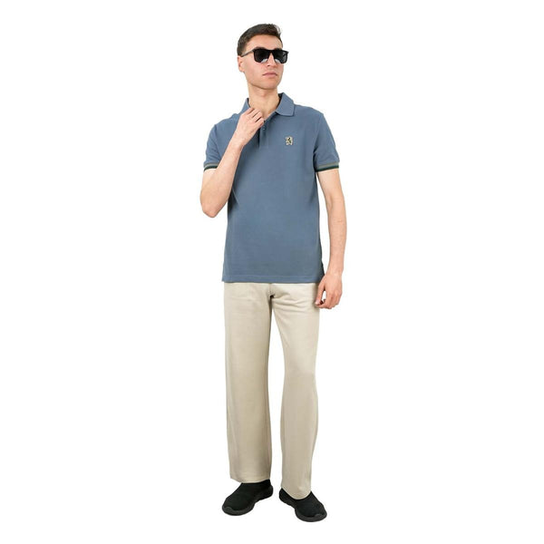 Cotton Pique Flat Knitted Collar Short Sleeve Slim Embroidery Solid Polo