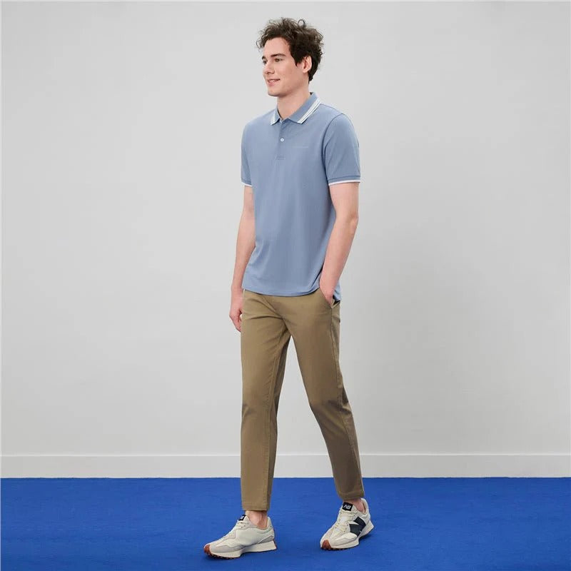 Men's Slim Pique Polo With Contrast Collar & Signature Embroidery
