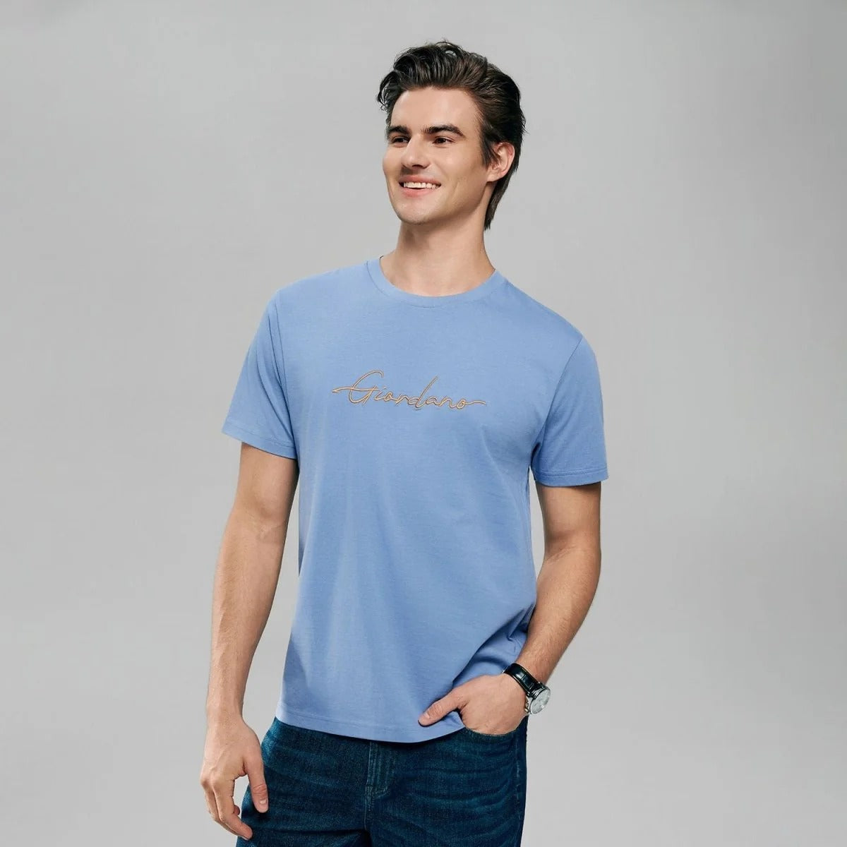 Men's Slim Fit Cotton Signature Print Tee