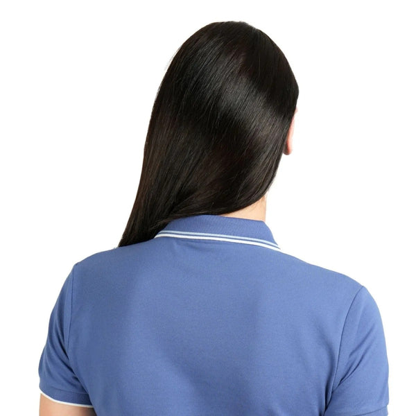 Women Cotton/Lycra Flat Knitted Collar Short Sleeve Classic Slim Solid Polo