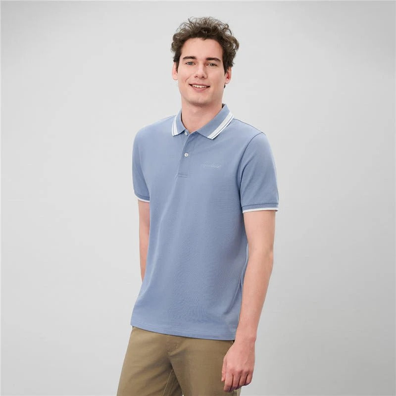 Men's Slim Pique Polo With Contrast Collar & Signature Embroidery
