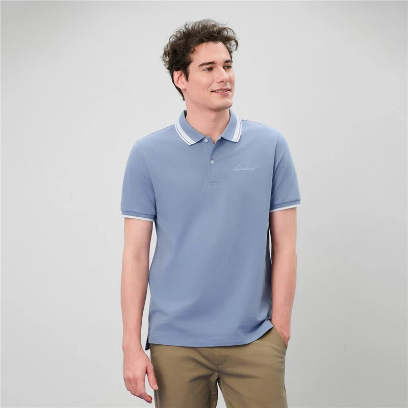 Men's Slim Pique Polo With Contrast Collar & Signature Embroidery