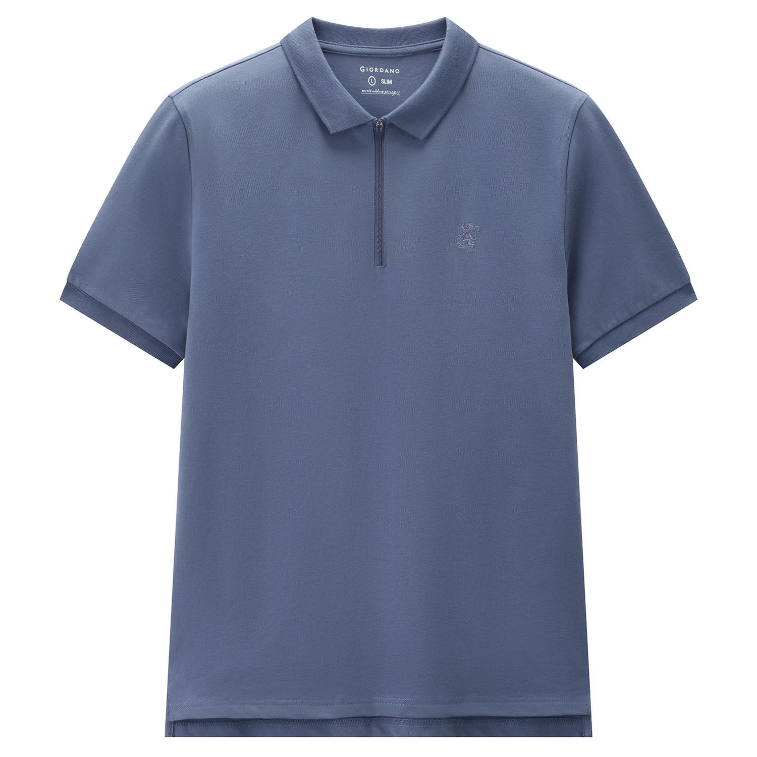 Men's Slim Fit Small Lion Zipper Polo