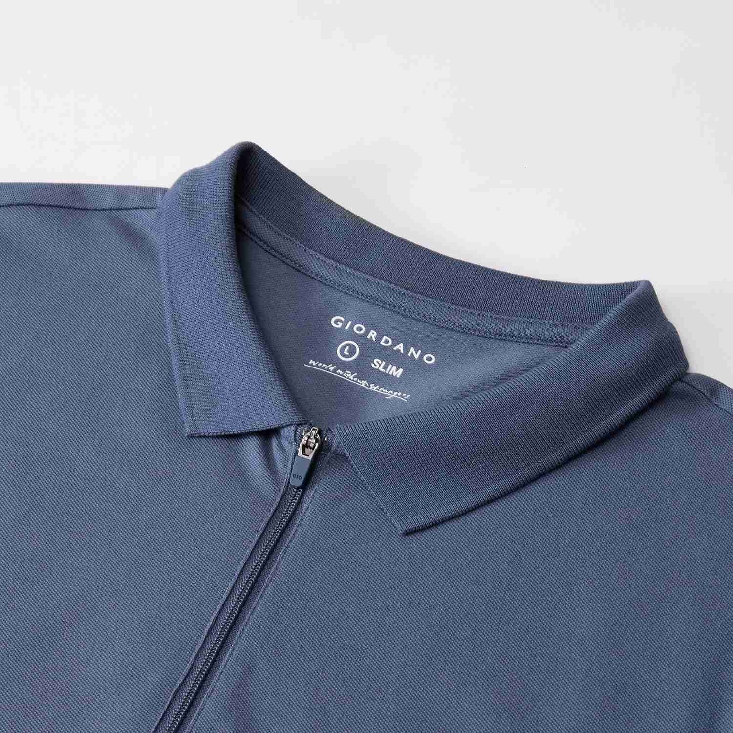 Men's Slim Fit Small Lion Zipper Polo