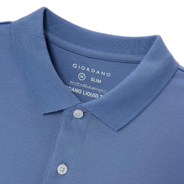 Cotton Interlock Flat Knitted Collar Short Sleeve Slim Embroidery Solid Polo (Liquid Touch)