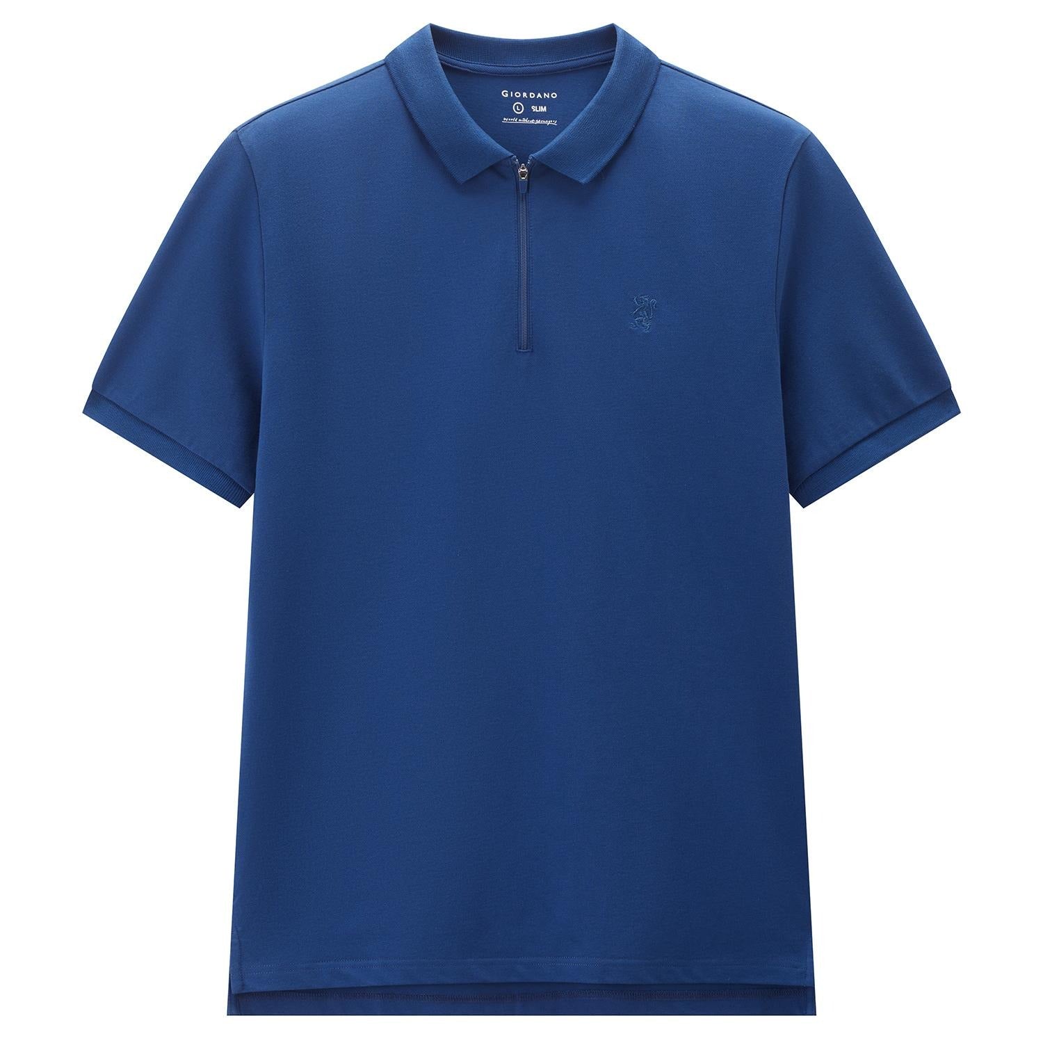 Men's Slim Fit Small Lion Zipper Polo
