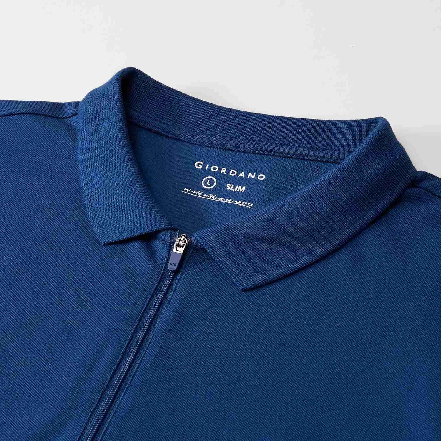 Men's Slim Fit Small Lion Zipper Polo