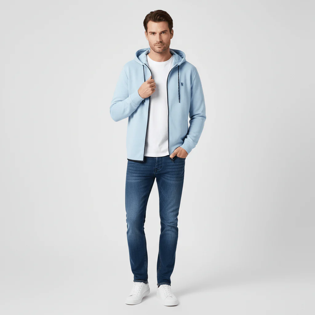 Men's Slim Fit French Terry Knit Hoodie Jacket