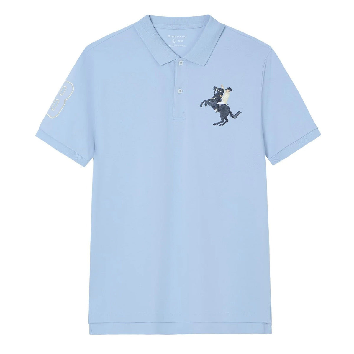 Men's Slim Fit Napoleon Embroidery Lycra Pique Polo
