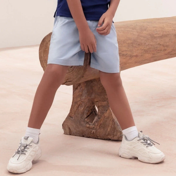 Kids Cotton Twill Tapered Elastic Waist Shorts