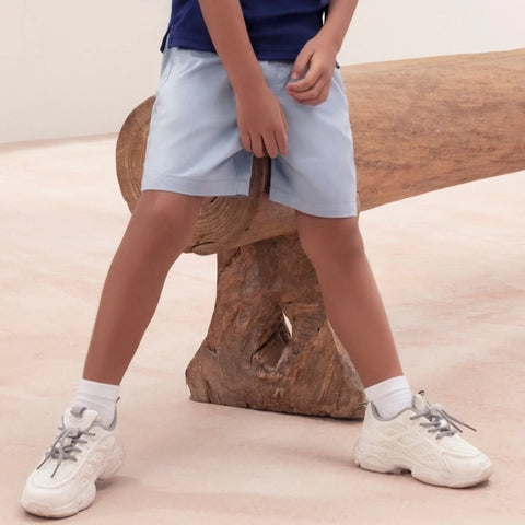 Kids Cotton Twill Tapered Elastic Waist Shorts