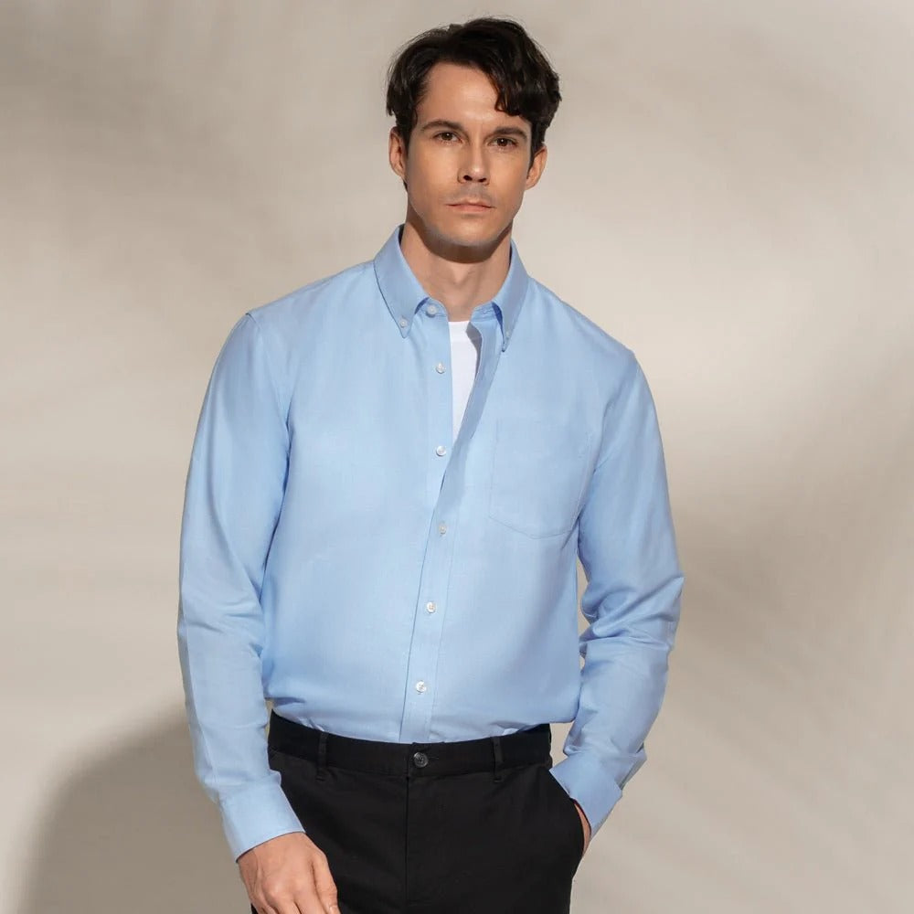 Men's Cotton Long-Sleeve Wrinkle-Free Shirt