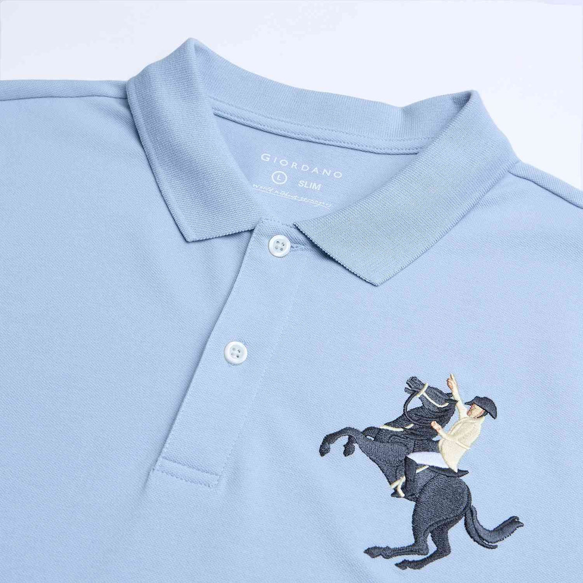 Men's Slim Fit Napoleon Embroidery Lycra Pique Polo