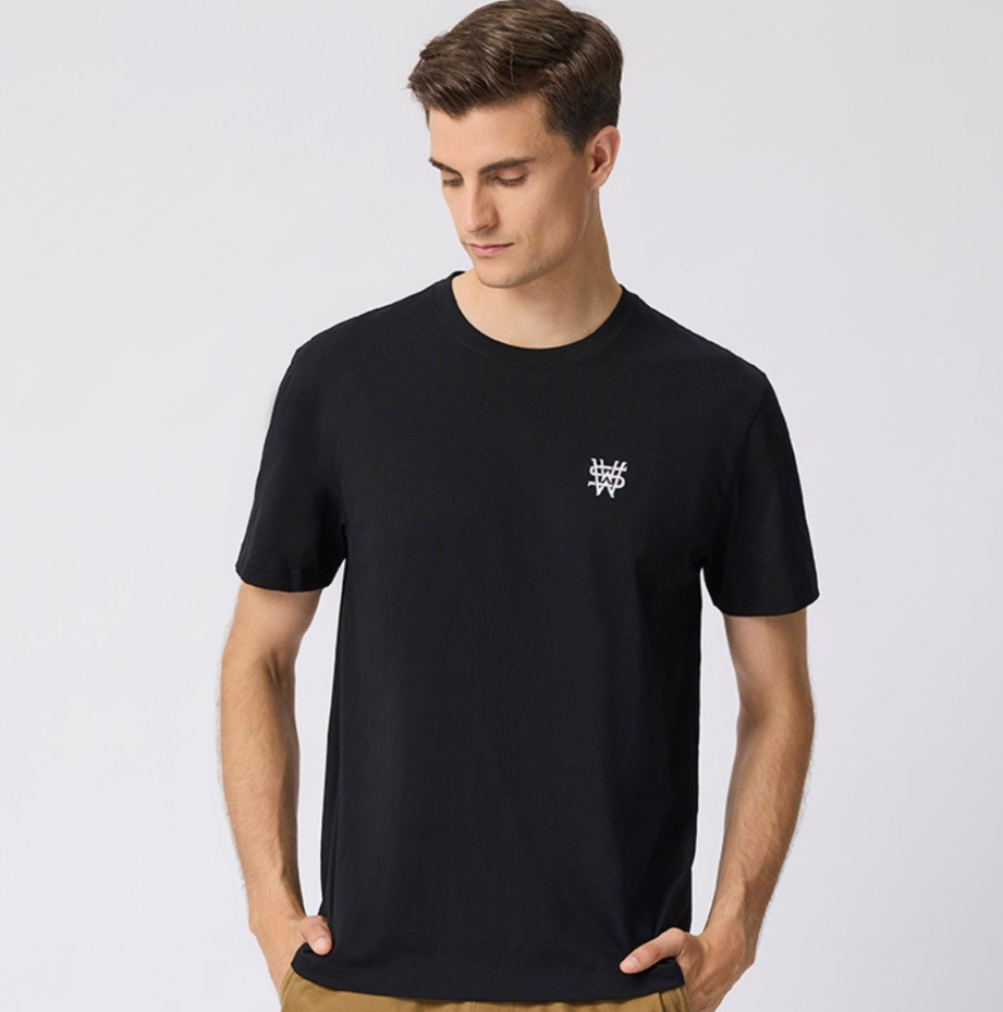 تيشيرت قطني مطبوع بأكمام قصيرة ورقبة دائرية (WWS)