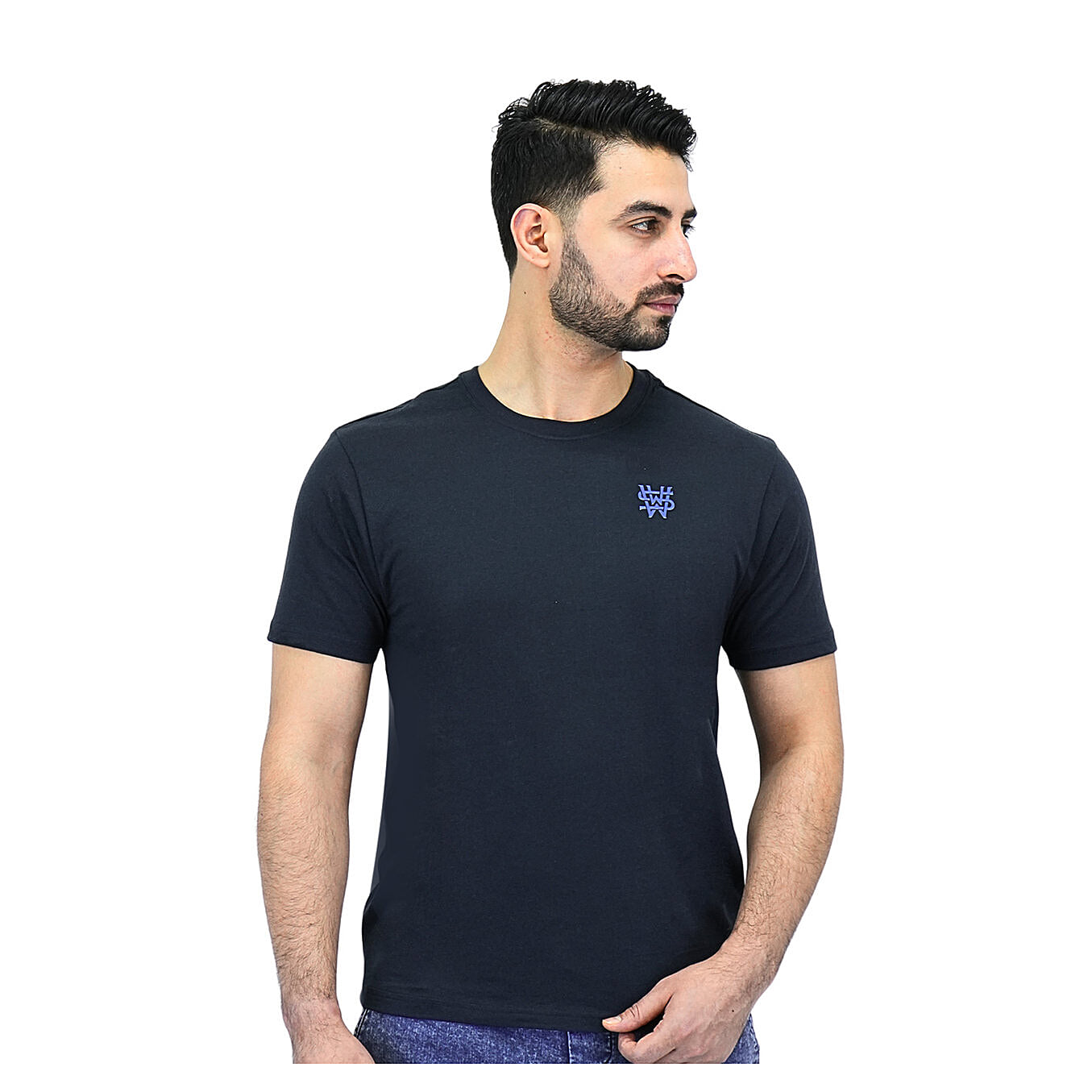 تيشيرت قطني مطبوع بأكمام قصيرة ورقبة دائرية (WWS)