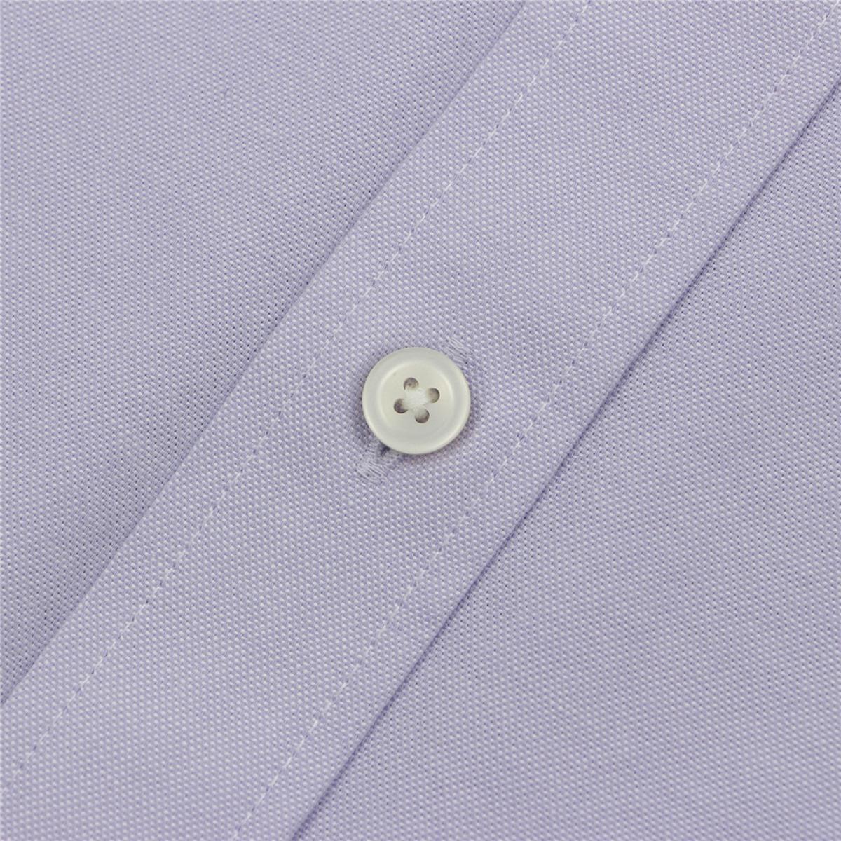 قميص قطني أكسفورد بأكمام طويلة وقصة ضيقة مطرزة، قابل للغسل