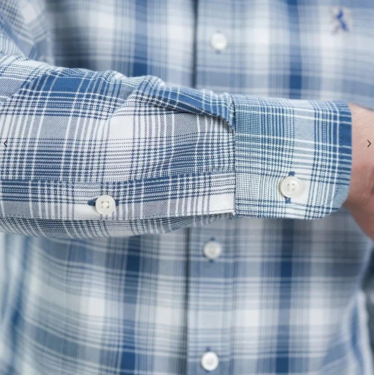 Cotton Oxford Long Sleeve Slim Embroidery Garment Wash Shirt