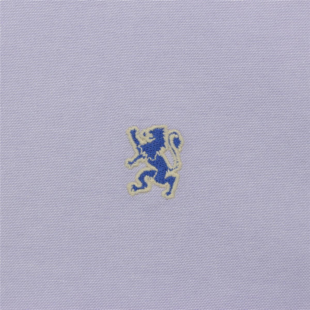 قميص قطني أكسفورد بأكمام طويلة وقصة ضيقة مطرزة، قابل للغسل