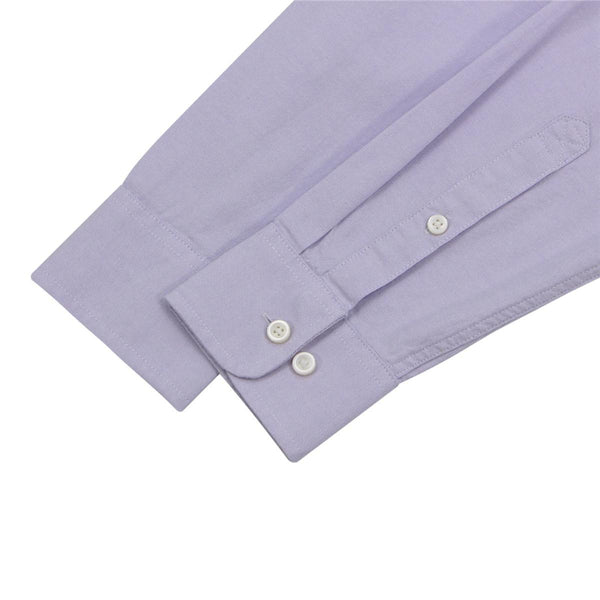 Cotton Oxford Long Sleeve Slim Embroidery Garment Wash Shirt