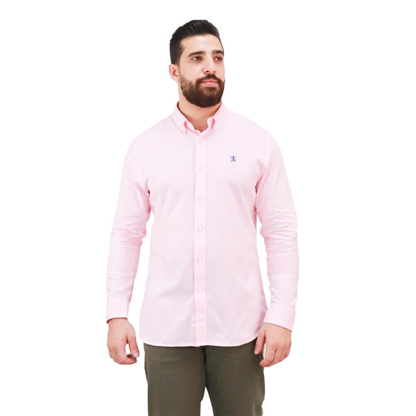 Cotton Oxford Long Sleeve Slim Embroidery Garment Wash Shirt