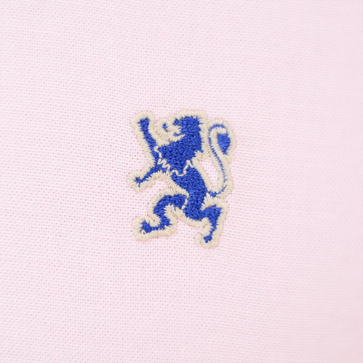 قميص قطني أكسفورد بأكمام طويلة وقصة ضيقة مطرزة، قابل للغسل