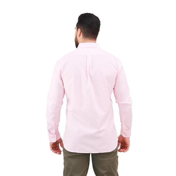 Cotton Oxford Long Sleeve Slim Embroidery Garment Wash Shirt