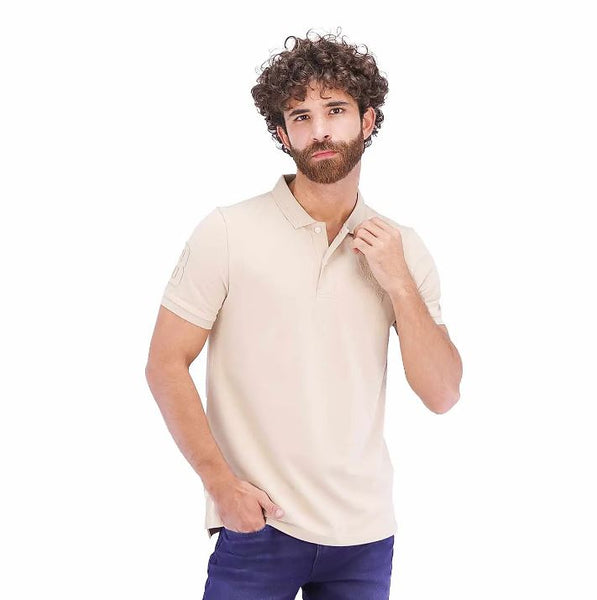 Cotton/Lycra Pique Knitted Collar Short Sleeve Slim Embroidery Bold Polo