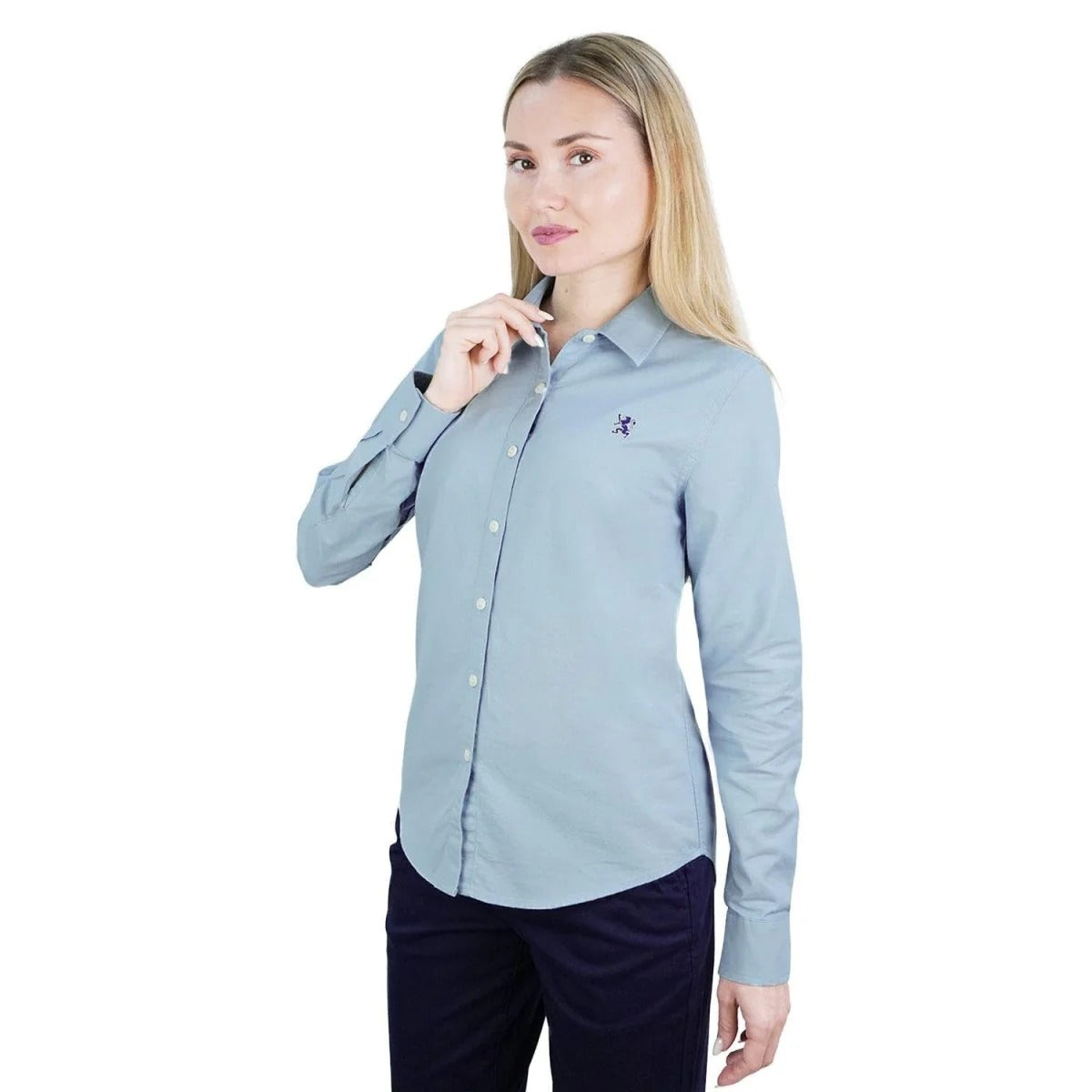 Women's Cotton Oxford Slim Fit Shirt With Lion Embroidery