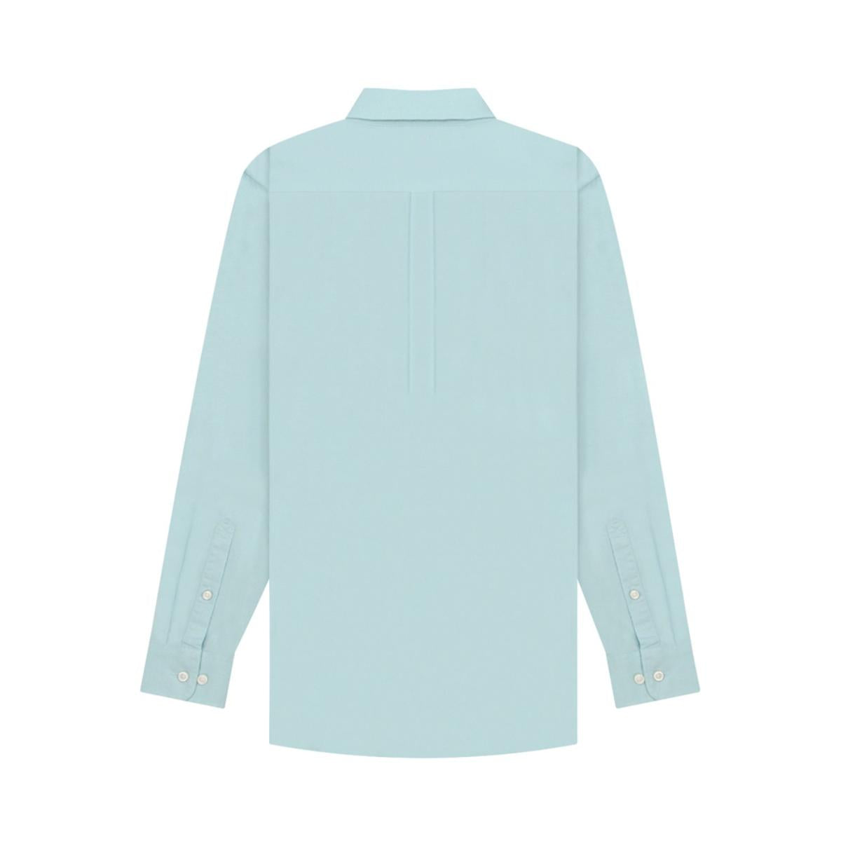 قميص قطني أكسفورد بأكمام طويلة وقصة ضيقة مطرزة، قابل للغسل