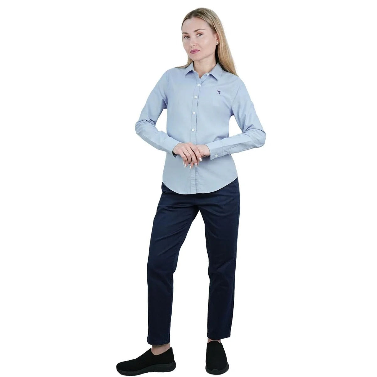 Women's Cotton Oxford Slim Fit Shirt With Lion Embroidery