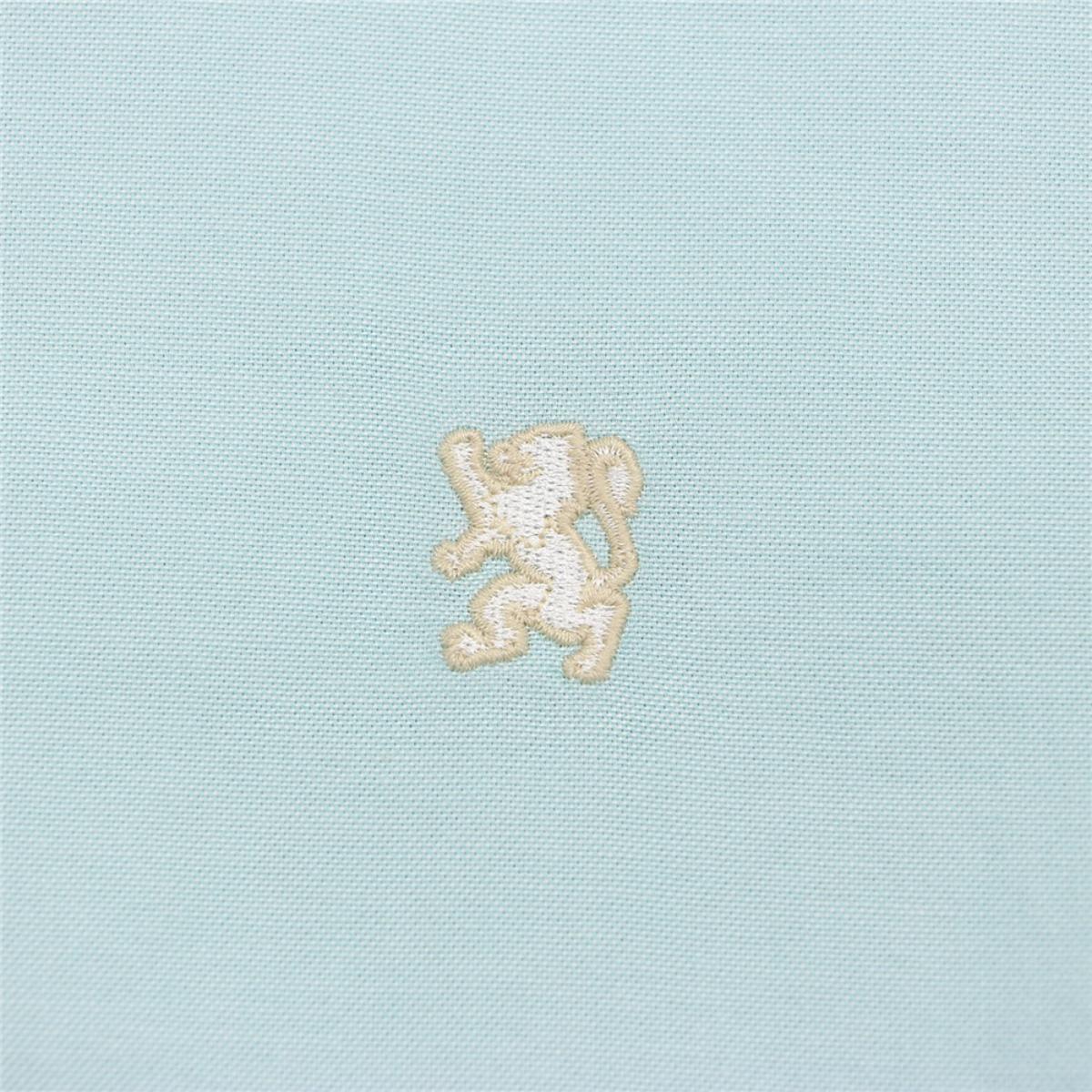 قميص قطني أكسفورد بأكمام طويلة وقصة ضيقة مطرزة، قابل للغسل