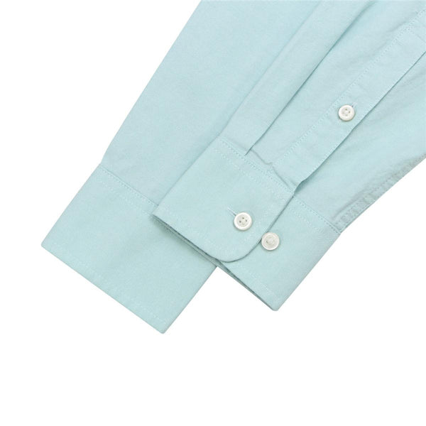 Cotton Oxford Long Sleeve Slim Embroidery Garment Wash Shirt