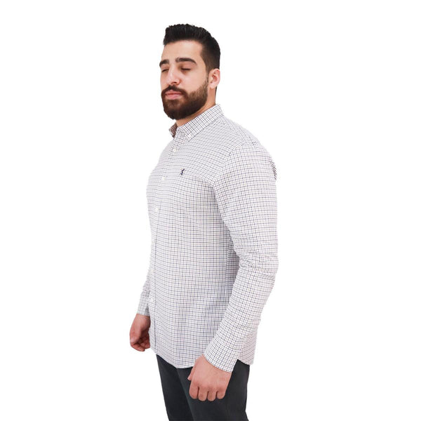 Cotton Oxford Long Sleeve Slim Embroidery Garment Wash Shirt