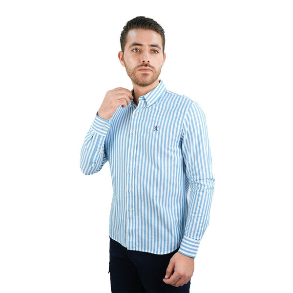 Cotton Oxford Flannel Long Sleeve Slim Embroidery Garment Wash Shirt