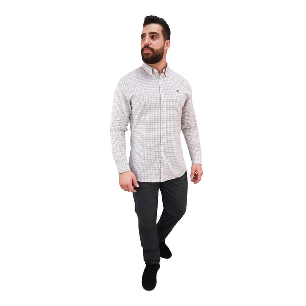 Cotton Oxford Long Sleeve Slim Embroidery Garment Wash Shirt