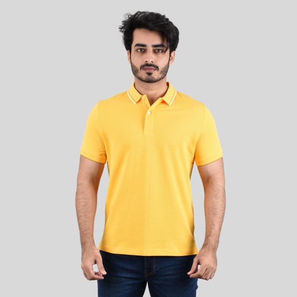 Cotton/Lycra Pique Knitted Collar Short Sleeve Tapered Solid Polo