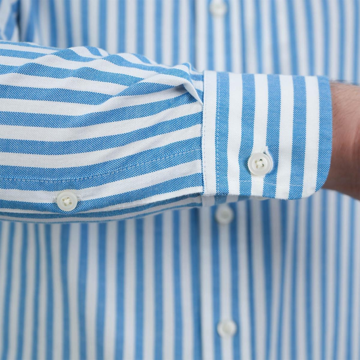 قميص قطني أكسفورد فلانيل بأكمام طويلة وقصة ضيقة مطرزة، قابل للغسل