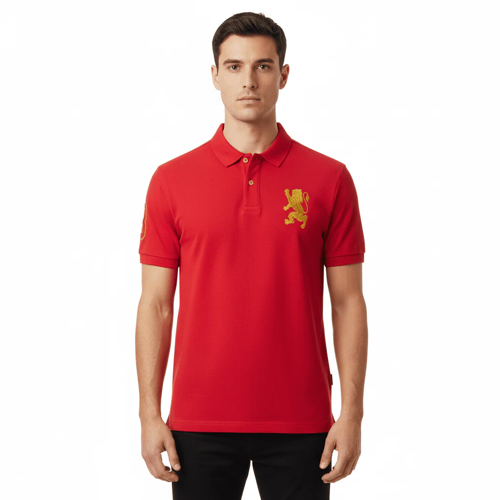 Men’s Slim Fit 3D Lion CNY Lycra Pique Polo