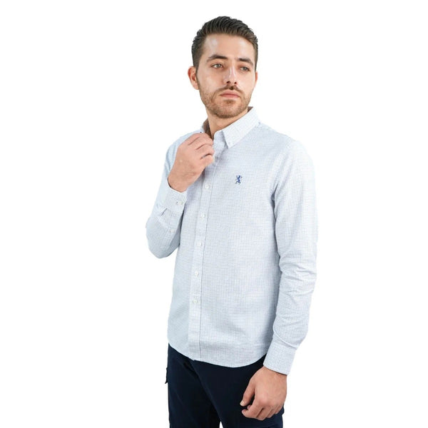 Cotton Oxford Flannel Long Sleeve Slim Embroidery Garment Wash Shirt