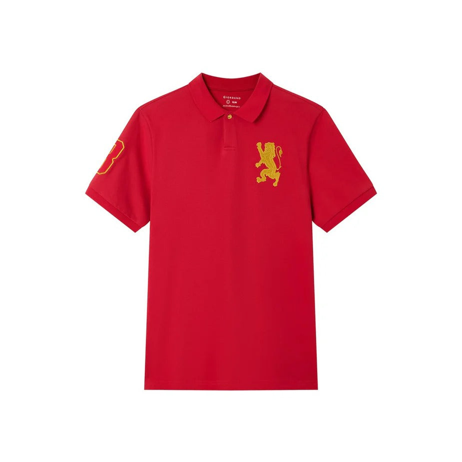 Men’s Slim Fit 3D Lion CNY Lycra Pique Polo