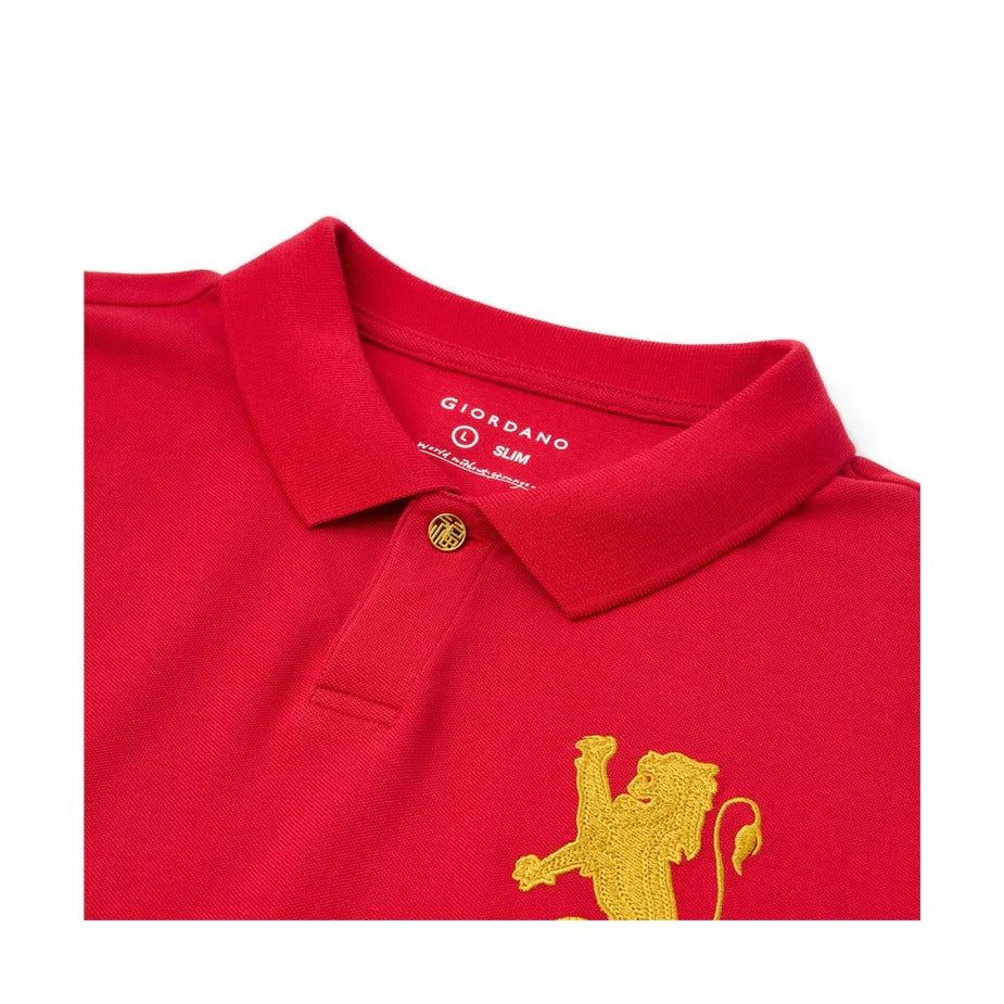 Men’s Slim Fit 3D Lion CNY Lycra Pique Polo