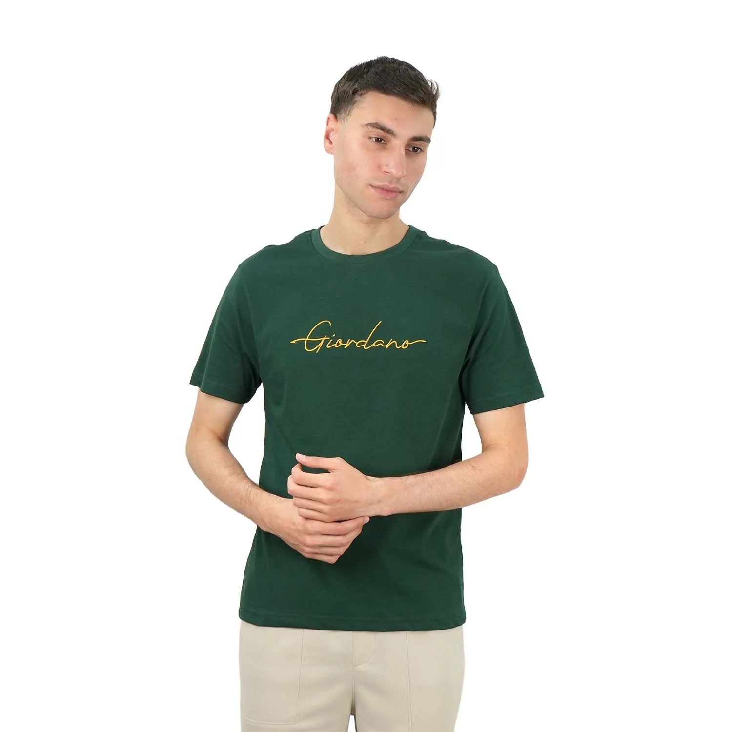 تيشيرت قطني جيرسي بأكمام قصيرة ورقبة دائرية وطبعة ضيقة (تيشيرت مميز)