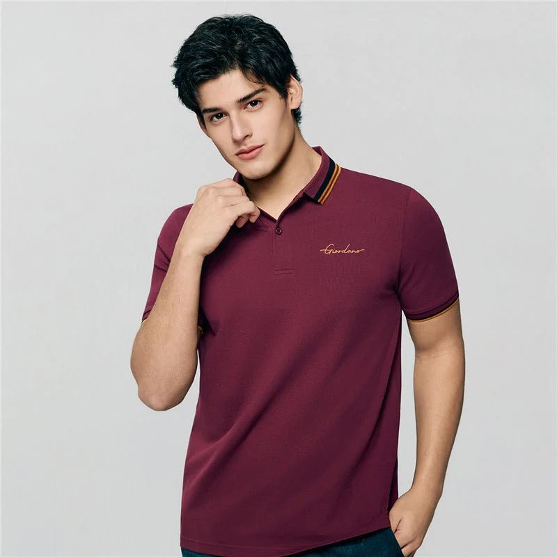 Men's Slim Pique Polo With Contrast Collar & Signature Embroidery