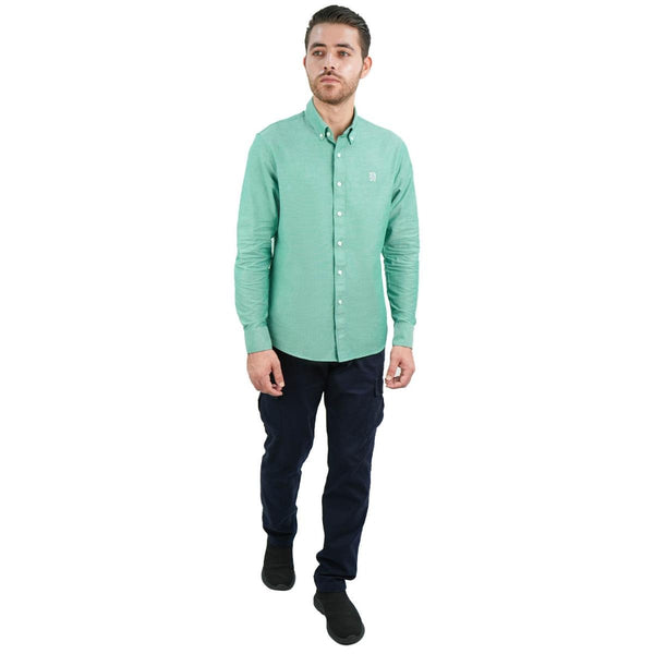 Cotton Oxford Flannel Long Sleeve Slim Embroidery Garment Wash Shirt