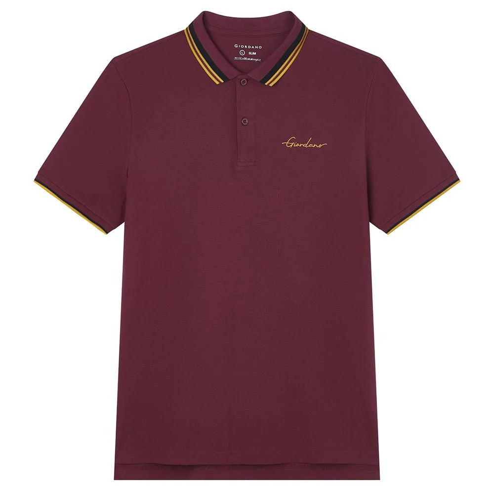 Men's Slim Pique Polo With Contrast Collar & Signature Embroidery